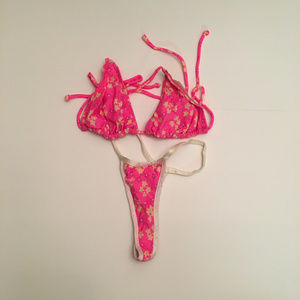 Hawaiian Floral Exotic Dancer Dancewear Set